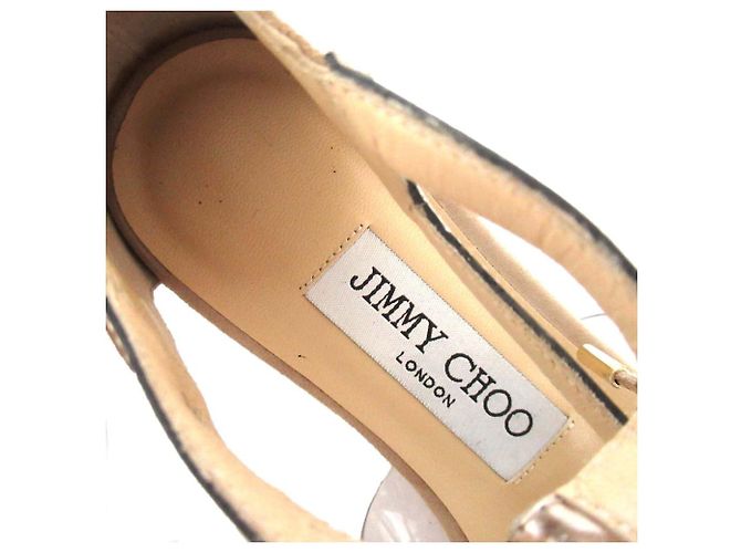 Sandali con lacci in pelle Jimmy Choo Beige D'oro - vista 9