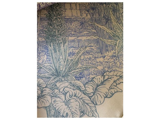 Hermès Le Jardin de Leila Seidentuch 90cm Blau Grün Gelb - Ansicht 10
