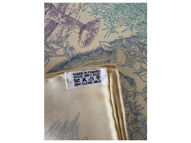 Hermès Le Jardin de Leila Seidentuch 90cm Blau Grün Gelb - Ansicht 11