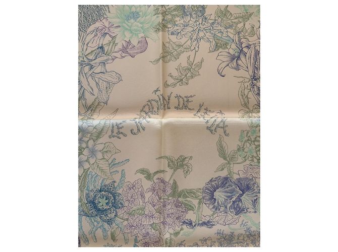 Hermès Le Jardin de Leila Seidentuch 90cm Blau Grün Gelb - Ansicht 3
