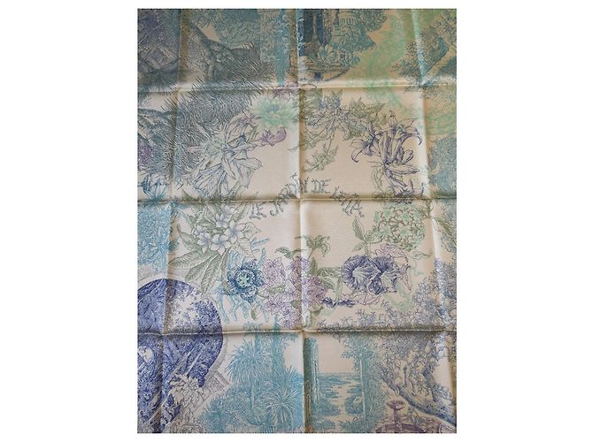 Hermès Le Jardin de Leila Seidentuch 90cm Blau Grün Gelb - Ansicht 6