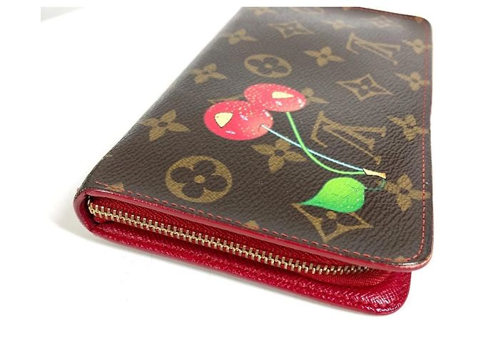 Cartera larga Louis Vuitton Monogram Cherry Blossom Castaño Roja - vista 3