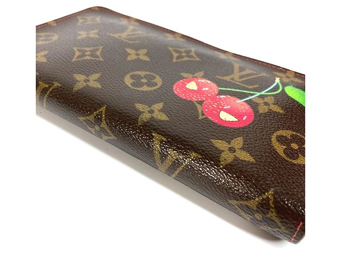 Cartera larga Louis Vuitton Monogram Cherry Blossom Castaño Roja - vista 4
