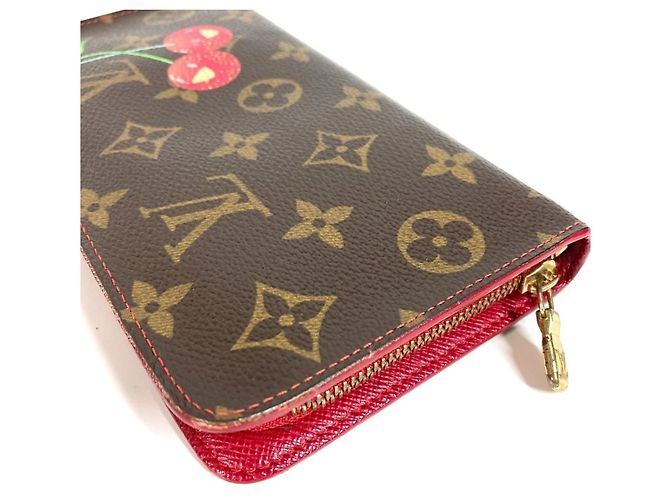 Cartera larga Louis Vuitton Monogram Cherry Blossom Castaño Roja - vista 7