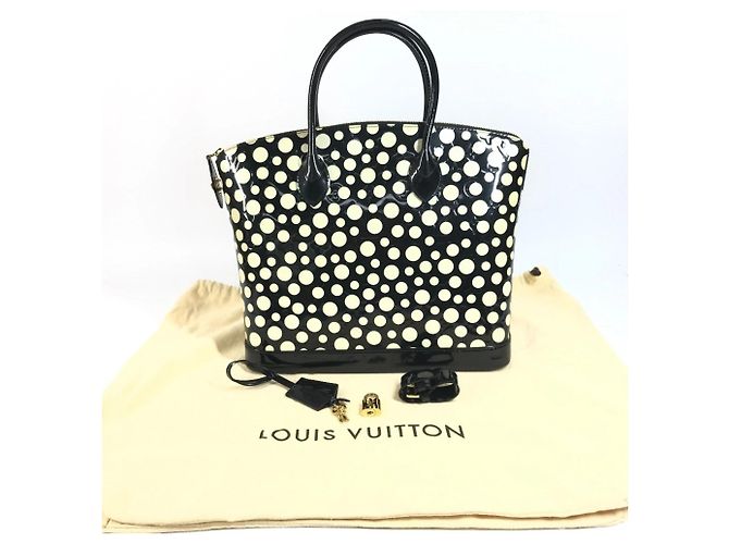 Borsa Louis Vuitton Vernis Dot Infinity Yayoi Kusama Lockit MM Nero Bianco - vista 16