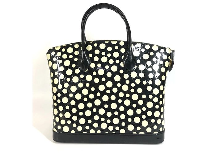 Borsa Louis Vuitton Vernis Dot Infinity Yayoi Kusama Lockit MM Nero Bianco - vista 3