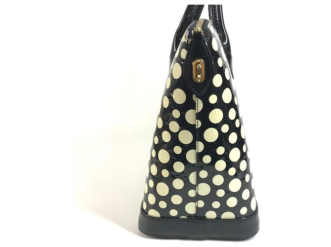 Borsa Louis Vuitton Vernis Dot Infinity Yayoi Kusama Lockit MM Nero Bianco - vista 5