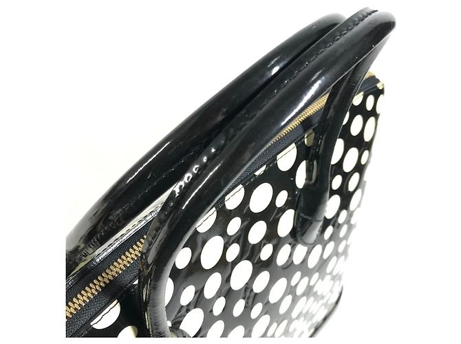 Borsa Louis Vuitton Vernis Dot Infinity Yayoi Kusama Lockit MM Nero Bianco - vista 9