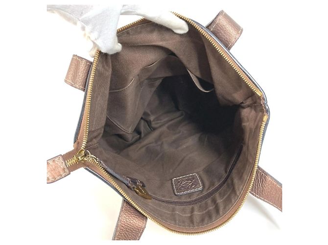Borsa Tote Loewe Anagram Logo New Road Line Marrone - vista 12
