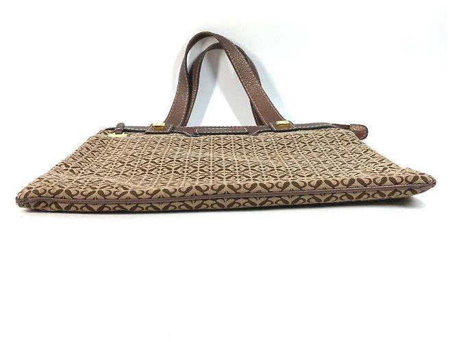 Borsa Tote Loewe Anagram Logo New Road Line Marrone - vista 5