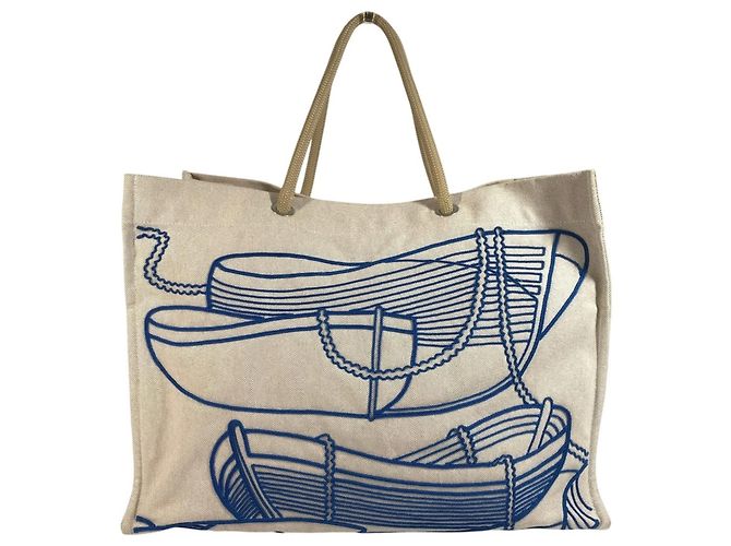 Hermès Borsa da Spiaggia HERMES Thalassa Blu Beige - vista 3