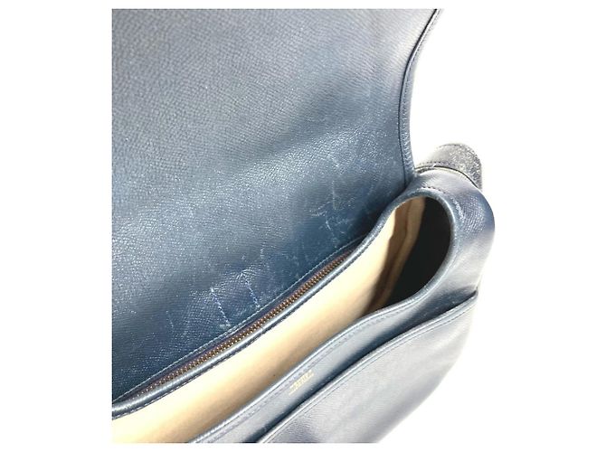 Hermès HERMES Vintage Numea Leder Schultertasche mit Klappe Marineblau - Ansicht 10