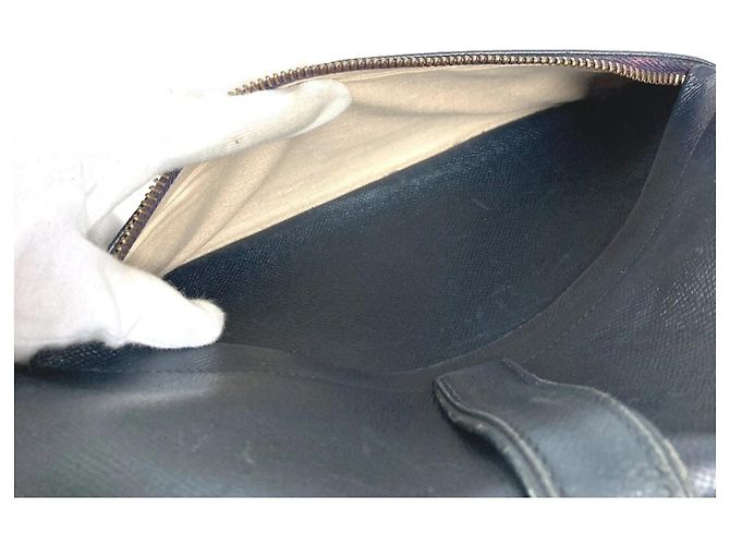 Hermès HERMES Vintage Numea Leder Schultertasche mit Klappe Marineblau - Ansicht 13