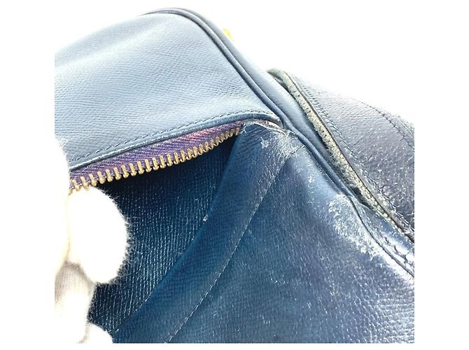 Hermès HERMES Vintage Numea Leder Schultertasche mit Klappe Marineblau - Ansicht 14