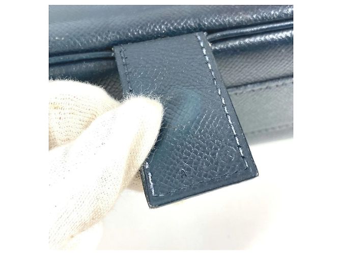 Hermès HERMES Vintage Numea Leder Schultertasche mit Klappe Marineblau - Ansicht 16