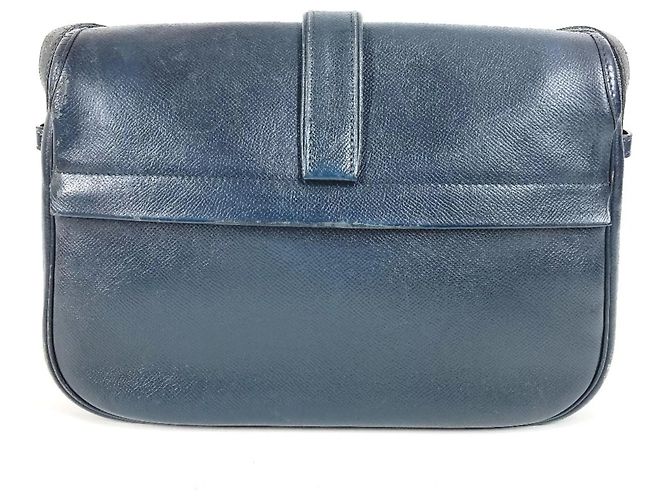 Hermès HERMES Vintage Numea Leder Schultertasche mit Klappe Marineblau - Ansicht 2