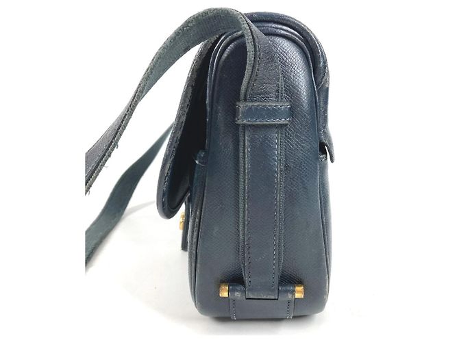 Hermès HERMES Vintage Numea Leder Schultertasche mit Klappe Marineblau - Ansicht 3