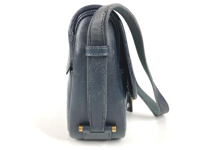 Hermès HERMES Vintage Numea Leder Schultertasche mit Klappe Marineblau - Ansicht 4