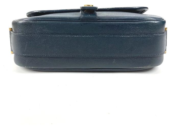Hermès HERMES Vintage Numea Leder Schultertasche mit Klappe Marineblau - Ansicht 5