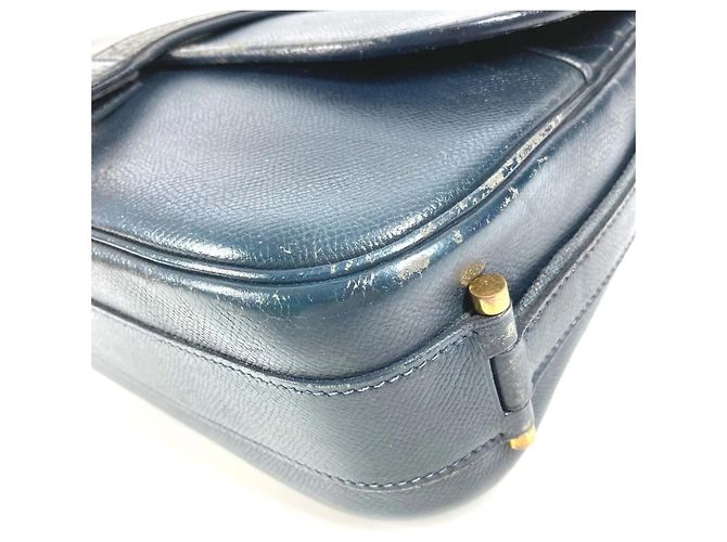 Hermès HERMES Vintage Numea Leder Schultertasche mit Klappe Marineblau - Ansicht 6