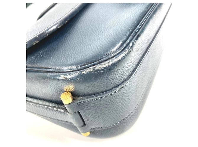Hermès HERMES Vintage Numea Leder Schultertasche mit Klappe Marineblau - Ansicht 7
