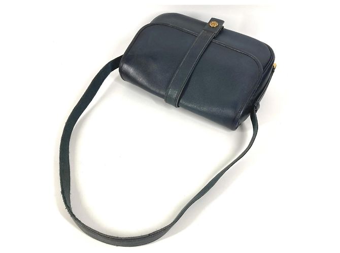 Hermès HERMES Vintage Numea Leder Schultertasche mit Klappe Marineblau - Ansicht 8