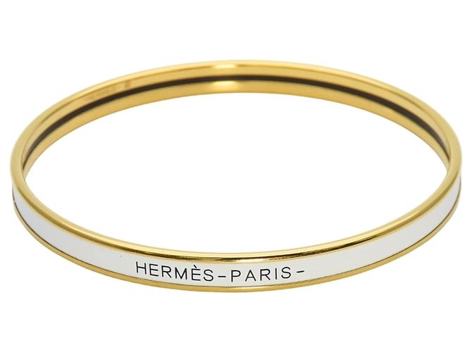 Hermès Bracciale charm in smalto oro e bianco Hermes D'oro - vista 2