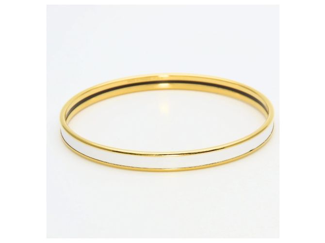 Hermès Bracciale charm in smalto oro e bianco Hermes D'oro - vista 4