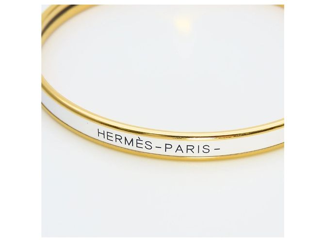 Hermès Bracciale charm in smalto oro e bianco Hermes D'oro - vista 5