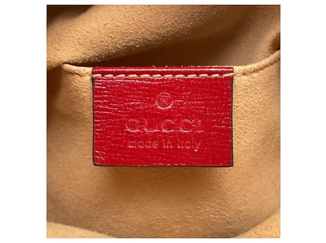 Gucci Horsebit Leder-Bucket-Handtasche Rot - Ansicht 15