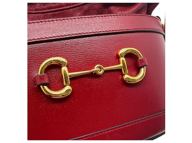 Gucci Horsebit Leder-Bucket-Handtasche Rot - Ansicht 6
