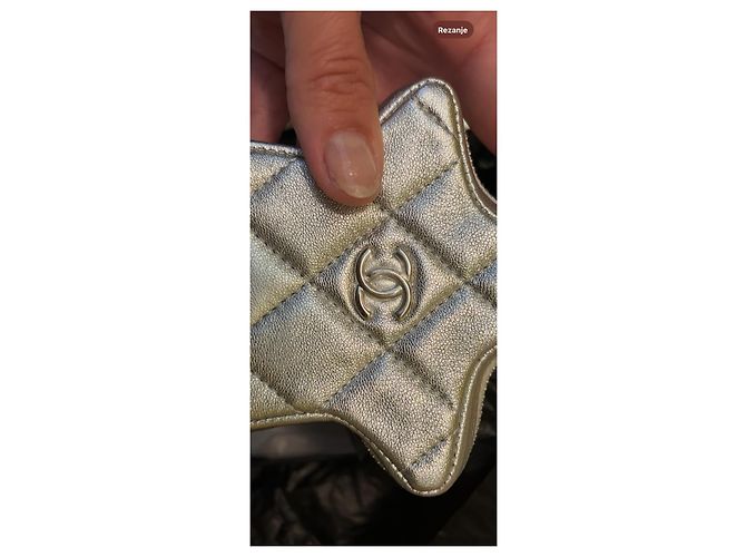 Chanel Monedero Estrella de Piel Plateada Plata - vista 4