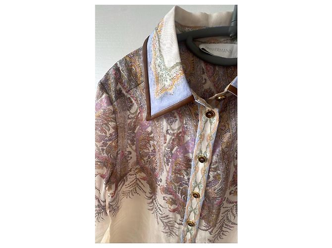 Zimmermann Camisa de lino con estampado paisley Castaño Rosa Azul Beige Púrpura - vista 3