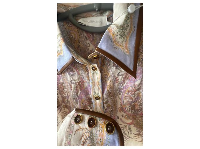 Zimmermann Camisa de lino con estampado paisley Castaño Rosa Azul Beige Púrpura - vista 4