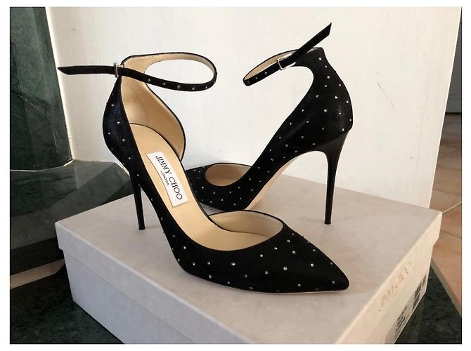 Jimmy Choo Décolleté Lucy 100 Nero Argento - vista 2