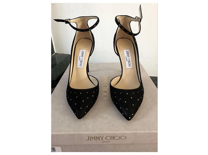 Jimmy Choo Décolleté Lucy 100 Nero Argento - vista 3