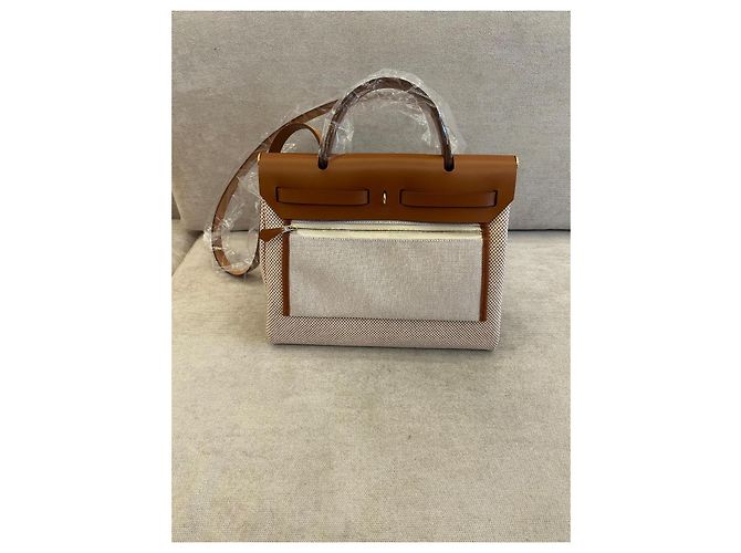 Borsa Hermès Herbag Zip 31 Marrone Beige - vista 2