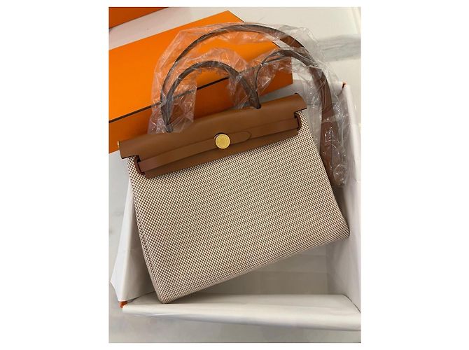 Borsa Hermès Herbag Zip 31 Marrone Beige - vista 5