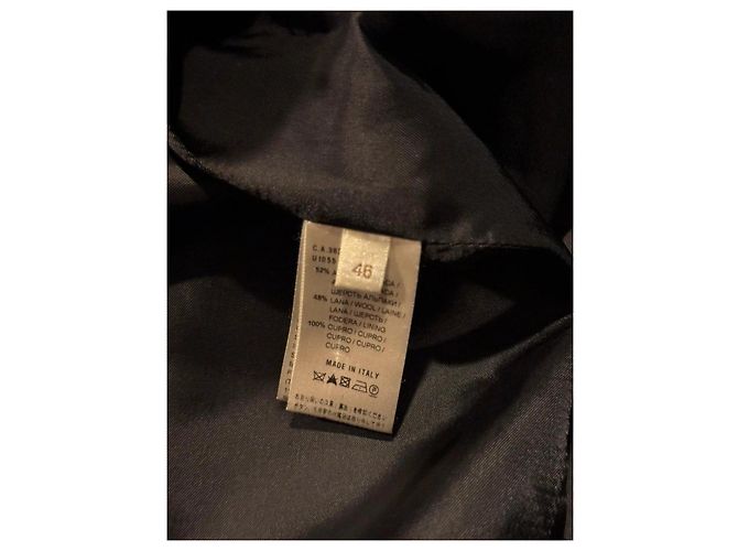 Agnona Black Alpaca Wool Blend Wrap Coat with Leather Belt - view 4