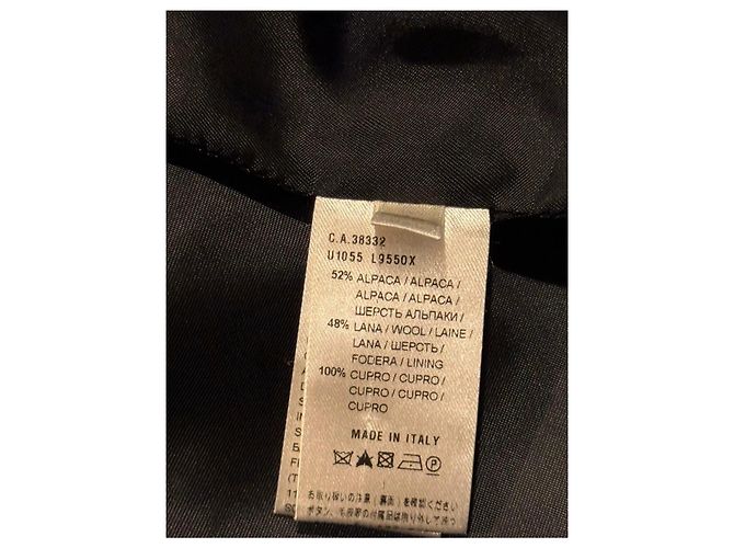 Agnona Black Alpaca Wool Blend Wrap Coat with Leather Belt - view 5