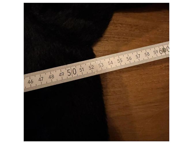 Agnona Black Alpaca Wool Blend Wrap Coat with Leather Belt - view 6
