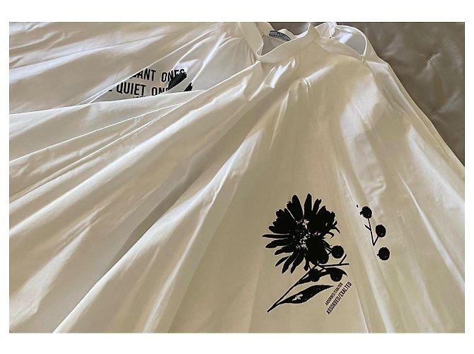 Saia Maxi Prada de Algodão Branco Estampado Preto - vista 12