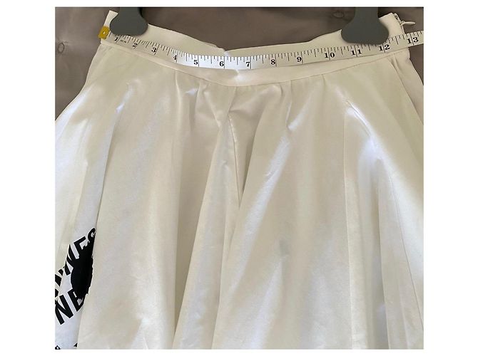 Saia Maxi Prada de Algodão Branco Estampado Preto - vista 14