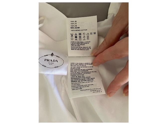 Saia Maxi Prada de Algodão Branco Estampado Preto - vista 8