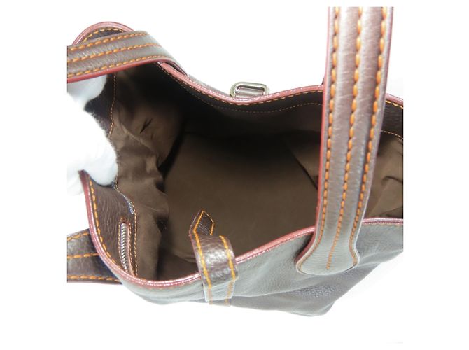 Borsa Tod's marrone scuro e arancione - vista 17