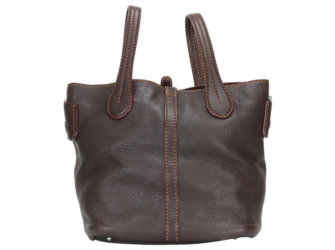 Borsa Tod's marrone scuro e arancione - vista 4