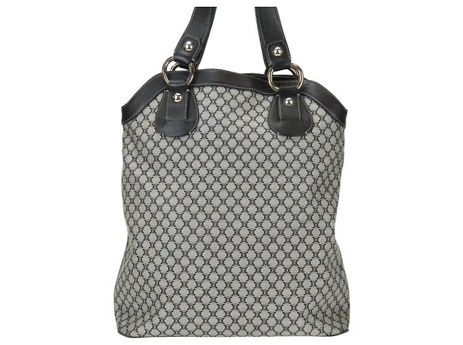 Céline Celine Macadam Canvas Leder Tote Bag Braun Schwarz - Ansicht 2