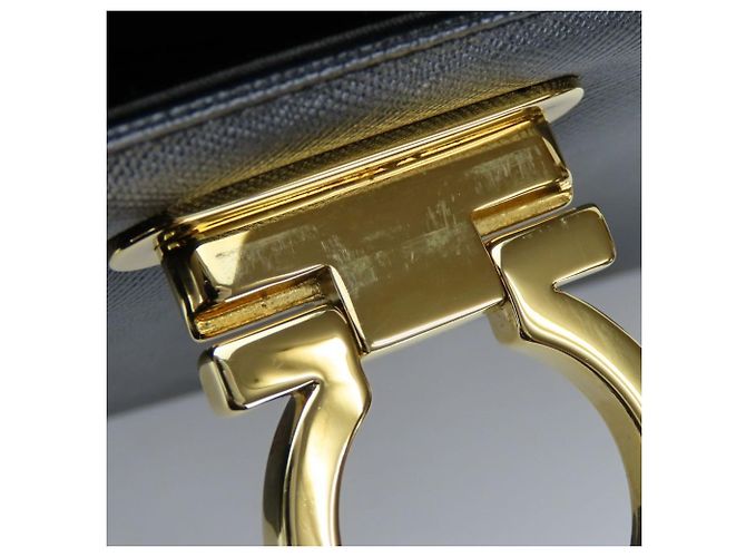 Borsa a mano in pelle Gancini Salvatore Ferragamo Nero - vista 21