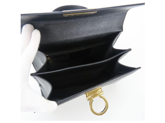 Borsa a mano in pelle Gancini Salvatore Ferragamo Nero - vista 23