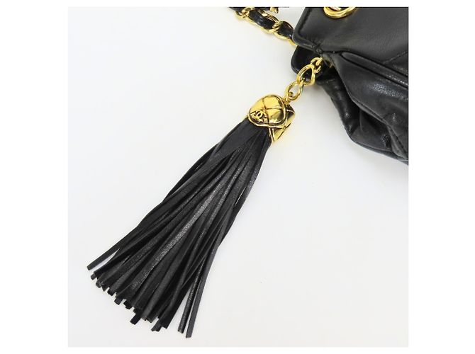 Borsa a tracolla Chanel in agnello nero - vista 14